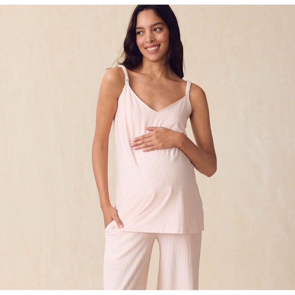Lake Maternity DreamModal NURSING TOP ONLY English Rose Pencil Stripe L Bra Shel